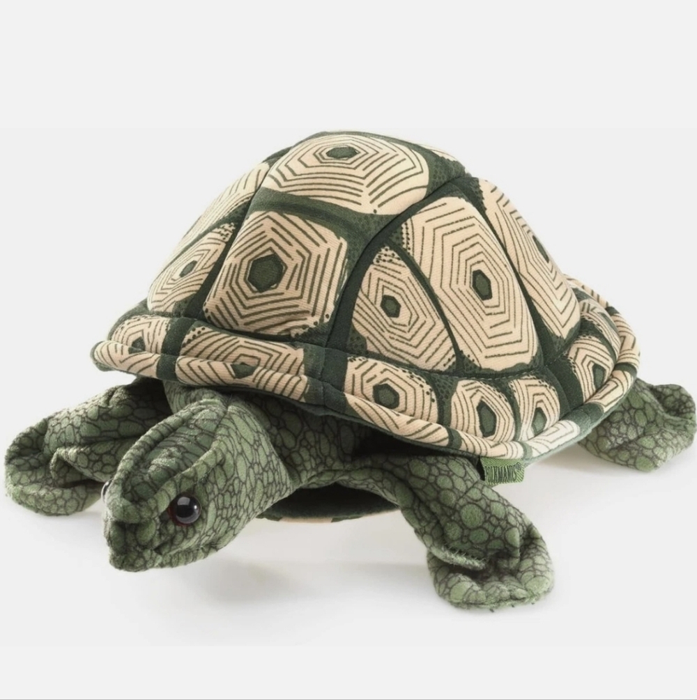Folktails Folkmanis Tortoise Turtle Full Body Hand Puppet Plush Stuffed Toy 12"